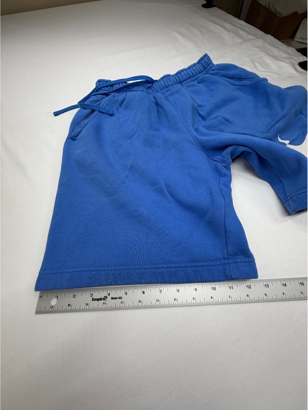 Nike Men's Shorts Sweat Fleece Logo Drawstring Solid Slash Pocket Size M Blue - Picture 6 of 8